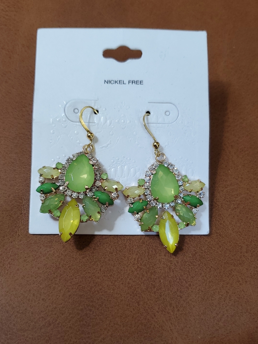 Target Green and Yellow Teardrop Crystal Dangle Earrings - Target
